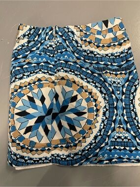 Kenar Blue and White Abstract Print Skirt Summer Fancy Medium Womens